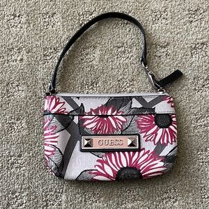GUESS Pink and Black Floral Clutch